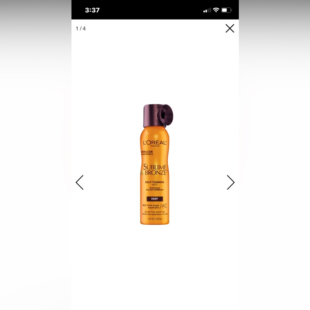 L'Oreal Paris Sublime Bronze Self Tanning Mist. 4.6 Oz spray